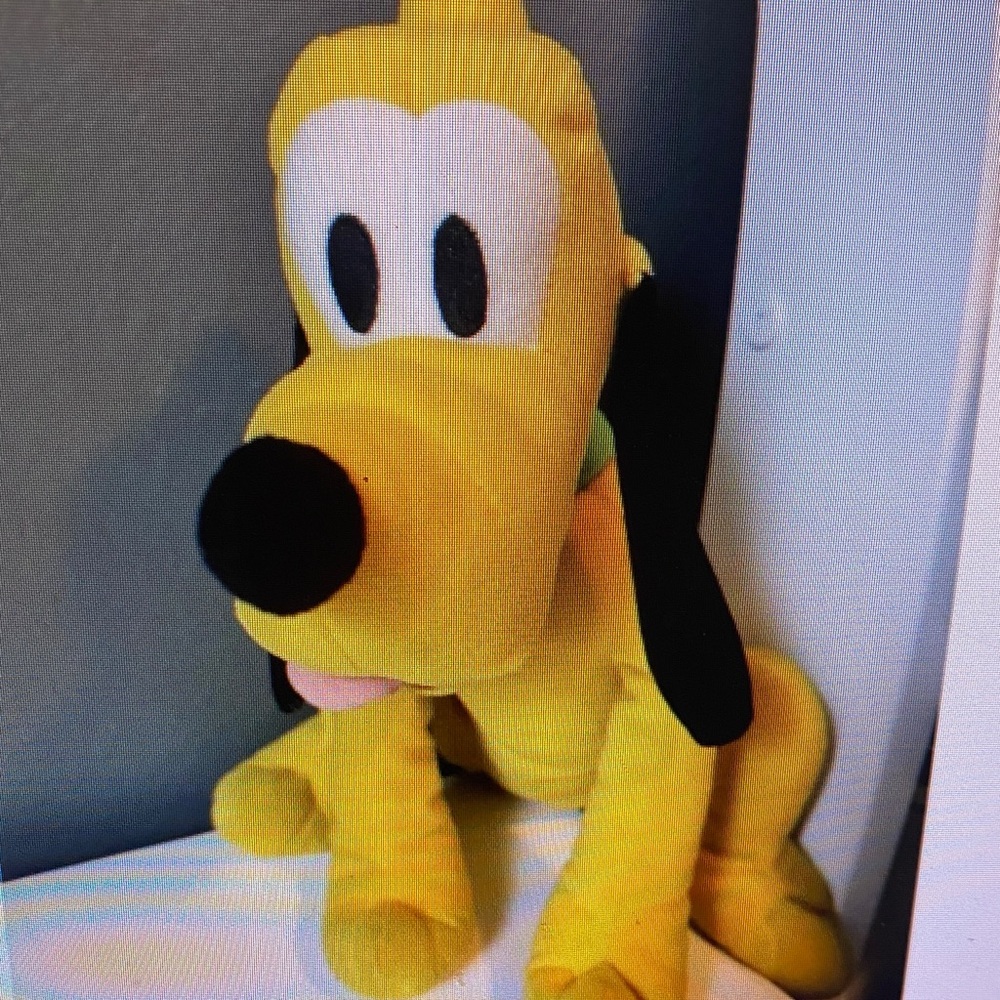 Disney Yellow Pluto Plush Dog Toy with Black Ears and Nose